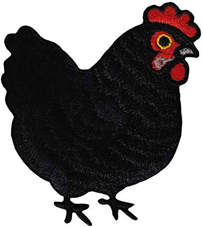 Henne Schwarz Huhn Vogel Aufnäher zum aufbügeln oder aufnähen Bügelbild Aufbügler für Kleidung gestickter Bügelflicken Applikation Patch Größe 5,6 x 6,8 cm