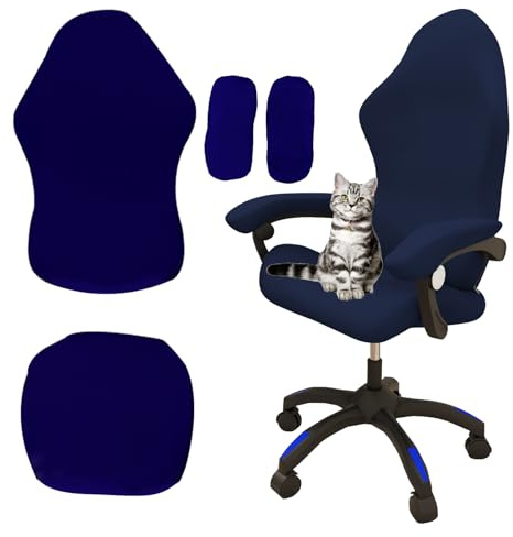 Yixinly Copertura Sedia Gaming, 4 Pezzi Copri Sedia Gaming Coprisedia Gaming, Tessuto di seta di Latte Copri Sedia da Ufficio Copri Poltrona per Sedie da Computer, Sedia da Gioco (Blu Scuro)