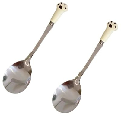 2 PCS Pet Food Spoon Cute Stainless Steel Dog Spoon Pet Food Scoop Paw Cat Can Spoon for Pets Premium Quality