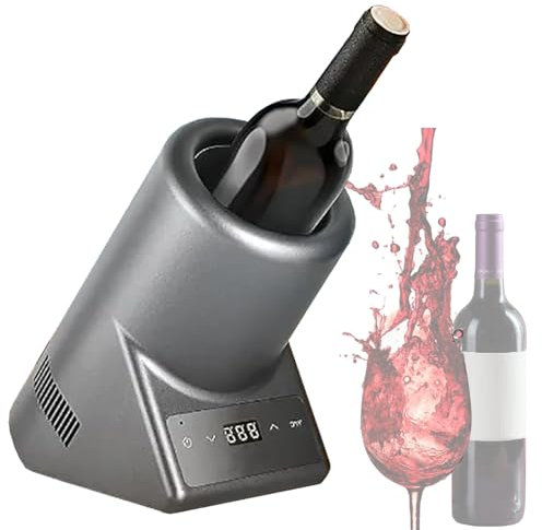 Single Bottle Iceless Wine Cooler - Electric Wine Chiller for Home, Kitchen, Office, Outdoors - 5°C-18°C/41°F-64°F Intelligent Temperature Control,Silver