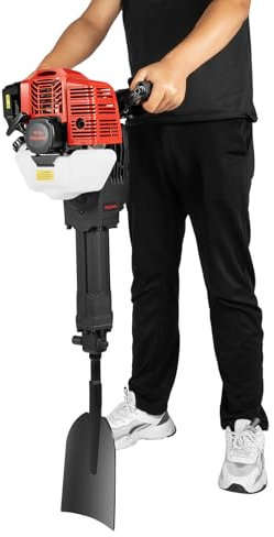 MEHOOSPVN 52CC 2-Stroke Petrol Garden Tree Excavator with Flat Pickaxe, 1900W 6500r/min Tree Excavator mit Hand-held Air-Cooled Portable Excavatorfor Garden Farm and Home Shovel Rock Drilling Machine