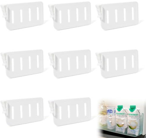 NHQZ organizador nevera,organizadores nevera,Accesorios nevera, Organizador de Frigorífico,8 PCS Divisores para Frigorífico, Organizador Ajustable para Frigorífico, Separadores Cajón Frigorífico