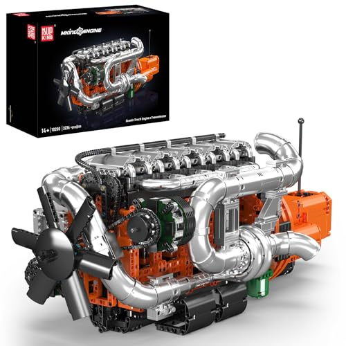 Mould King 10200 Technik LKW-Motor Bausteine Set, 3070 Teile Engine Klemmbausteine mit Batteriemotor und Getriebe, Sammlermodell für Jugendliche, Erwachsene und Technik-Enthusiasten