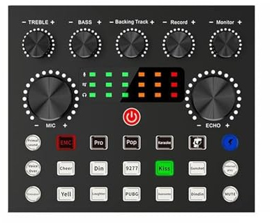 Contrôleur DJ Mélangeur Au-dio HD V8 USB, carte son externe, casque, Microphone, diffusion personnelle en direct, webcast for téléphone portable, ordinateur, PC, Dj(V8S)
