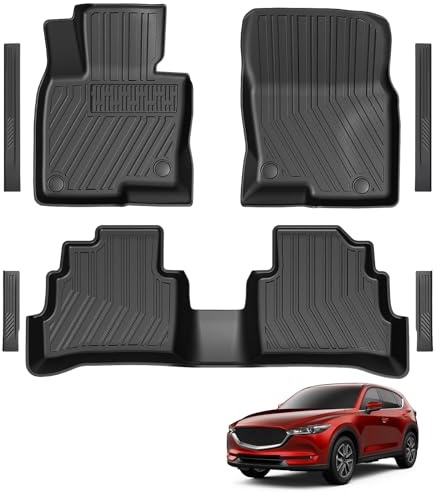 LUMWAY Floor Mats for 2017-2025 Mazda CX-5, TPE All Weather Durable Floor Liners Door Sill Guards for Mazda CX5 Accessories