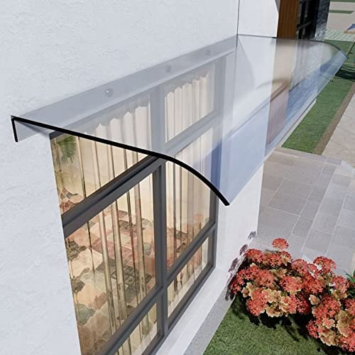 Baldacchino curvo in policarbonato trasparente per porte e finestre, riparo silenzioso per box elettrico, portico, terrazza, tendone per ingresso invisibile (40,6 x 40,6 cm)