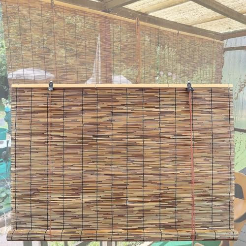 Natur Bambus-Rollo Wetterfest Aussen Balkon Bambusrollo Jalousine 60 70 80 90 100 110 120 130 140 150 160 170 180cm Breit Aussenbereich Sonnenschutz Fensterrollo