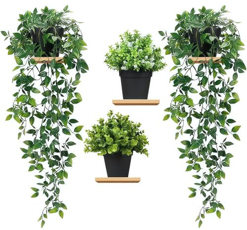 Tosoda Artificial Hanging Plants in Pots for Indoors Realistic Trailing Ivy Vines Plants with Potted Plants for Home Bathroom Shelf Decor