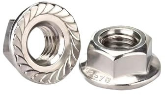 Nyloc-Muttern, 20 Stück M3 M4 M5 M6 M8 M10 M12 M14 M16 304 Edelstahl Sechskantkopf gezackte Spinlock-Flansch-Sicherungsmutter)(M5)