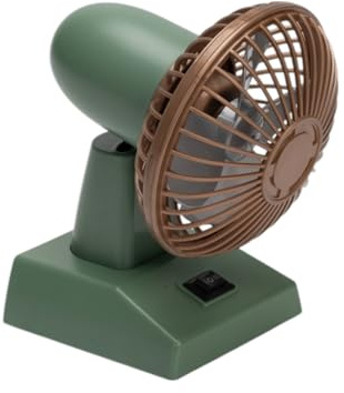 Mini ventilateur de bureau de 10,2 cm – Ventilateur oscillant alimenté par batterie et USB avec 2 réglages de vitesse, petit ventilateur de table vintage pour la maison, le bureau, la chambre à