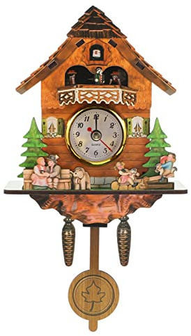 GETAJGHSD Vintage Wall Clock Decorative Home Ornament Non Battery Creative Design for Living Room 12-inch Wooden Clock Silent Mechanism Home Decor