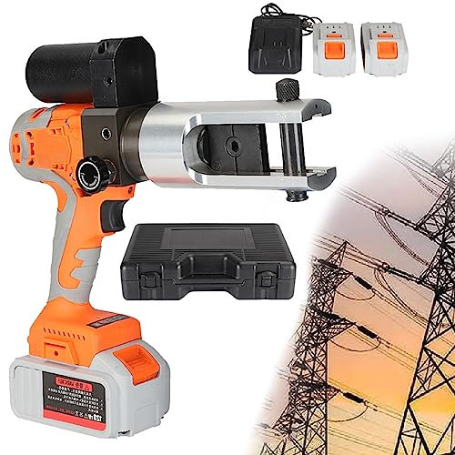 OZBME Crimpadora hidráulica Recargable, cortadora de Mano con 11 Matrices, Herramienta para Cables a batería con Cabezal de Pinza Giratorio de 360°