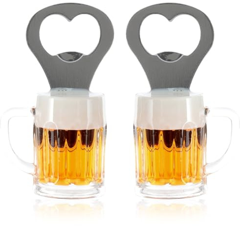 Lot de 2 décapsuleurs en verre à bière drôle ouvre biere avec aimant de réfrigérateur, Oktoberfest, décapsuleur original, décapsuleur magnétique