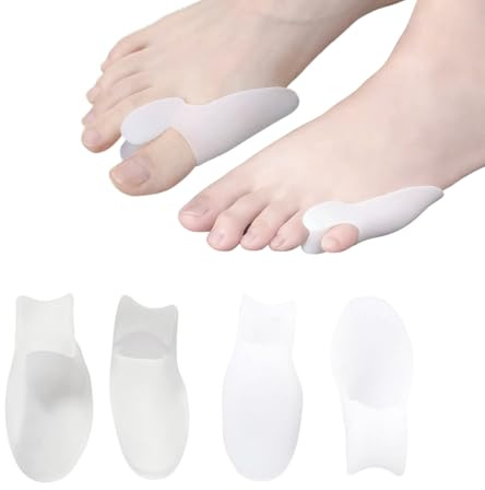 RTRTGS 4 Pezzi Tutore Alluce Valgo Protezione Trasparente, Divaricatore e Distanziatore in Gel Silicone, Correttore Ortopedico Ridurre il Dolore, Separatore Dita a Martello