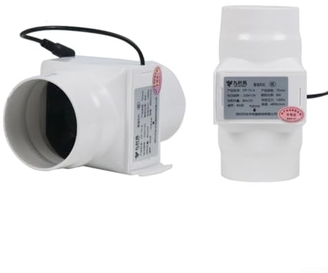 Extractor de ventilación de PVC silencioso de 12 V, 6 W, 47 dB, para escape de aire interior en cocinas, baños, invernaderos, talleres (3 pulgadas 75 mm)