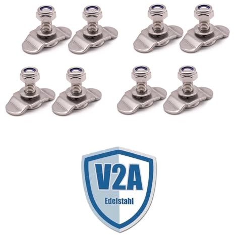 8x Schraubfitting Airlineschiene EDELSTAHL V2A M8x15 Endbeschlag für Zurrschienen Fitting Verschraubung Airline
