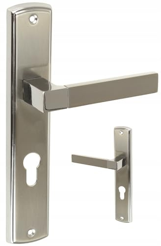 FEINZ Türklinke BRAVO 90 mm Nickel | Türgriffe, klassischer Türbeschlag, Haustür, ergonomische Form, universell einsetzbar, langlebig, stilvoll