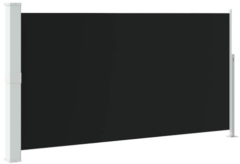 Gecheer Tenda laterale retrattile, privacy terrazza protezione vento sole, poliestere resistente UV, base in acciaio, chiusura automatica, 170x300 cm nera, per balcone patio ombreggiatura esterna