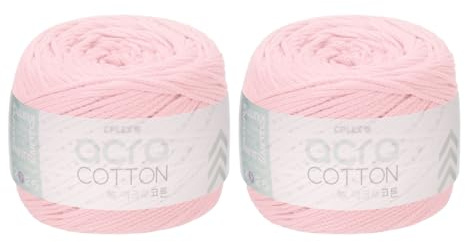 sourcing map 2 Roll Cotton Crochet Yarn, 1.5mm x 164 Yards Macrame Cord Braided Cotton Rope Twine String for Crochet Bag Knitting Crafts Wall Plant Hanging Gift Wrapping, Pink