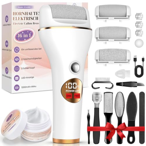 Oukzon Kit de soin complet pour les callosités électrique avec 3 rouleaux, 10 pièces, crème pour les pieds, soin complet des pieds pour enlever les callosités et les pieds secs