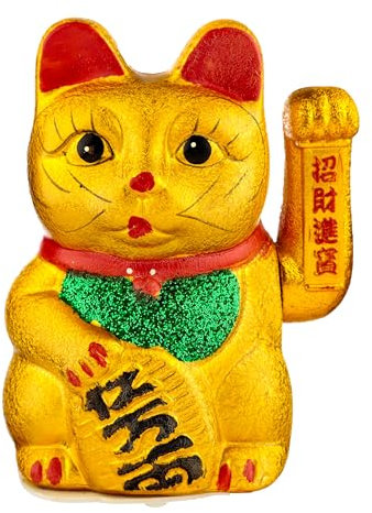 Puckator Maneki Neko Lucky Waving Cat Medium - Feng Shui Modern Fortune Luck Cat - Chinese Japanese Lucky Waving Cat - New Year Gifts Ornament - Home Decor Office Decoration