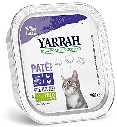 Yarrah Pate Huhn Truthahn Aloe Vera 100g Bio Katzenfutter, 16er Pack (16 x 100g)
