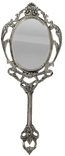 zeitzone Handspiegel Prinzessin Silber Barock Schminkspiegel Antik-Stil Karneval Halloween
