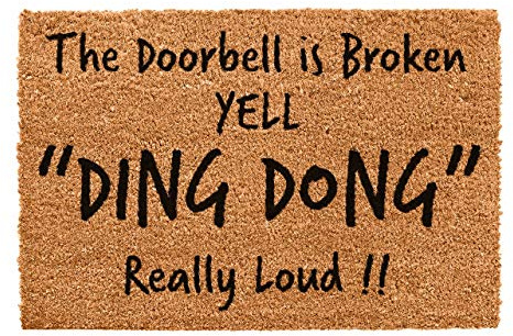 CKB LTD® DOOR BELL BROKEN - YELL Novelty DOORMAT Unique Doormats Front/Back Door Mats Made with a non-slip PVC backing - Natural coir - Indoor & Outdoor