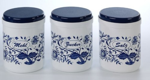 Dosen Set Zwiebelmuster 1 ltr. 3 Stück., Mehl,Zucker,Salz, Vorratsbehälter, Deko