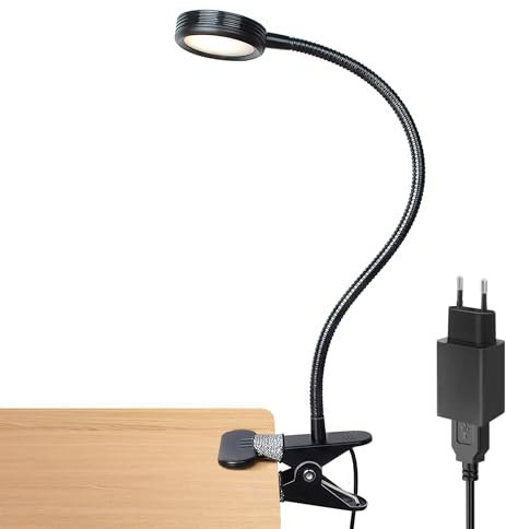 LEPOWER Klemmleuchte LED Leselampe Leselicht Buchlampe mit veränderbaren Farben Klemm-Nachtlicht für Schreibtisch, bett und Computer bettlampe (Schwarz)