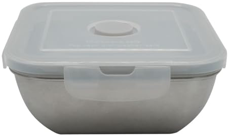 Fackelmann 684086 Frischhaltedose, luftdicht, aus Edelstahl, mikrowellengeeignet, 600 ml, Lunchbox mit Dampfventil und Deckel aus Kunststoff, Edelstahl, 14 x 14 x 6 cm