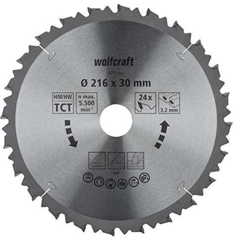 wolfcraft TC Cross and Mitre Cut Saw Blade, brown series I 6551000 I Fast, rough cuts