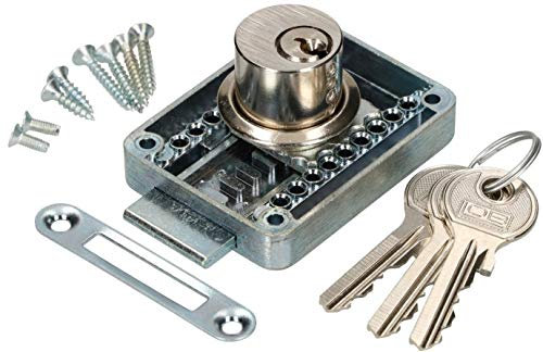 KOTARBAU® Lucchetto per mobili regolabile da 15 a 40 mm, a sinistra e destra, con 3 chiavi, serratura cilindrica, serratura per mobili, armadietto, serratura per cassetti in nichel