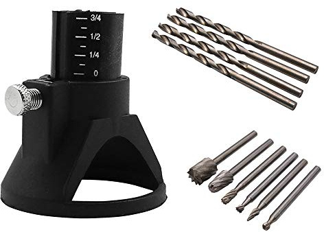 Saipor Multifunktions Schneideset Carving Rotary Locator Fräsvorsatz mit 6 Stück 3mm Schaft HSS Frässtifte Fräser Bit und 4 Stück Spiralbohrer für Präzisionswerkzeuge