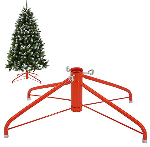 Ouvin 54,9 cm Weihnachtsbaumständer, Eisen, Metall, Baumsockel, 1,2 m, Heimdekoration für Weihnachten (50 cm, rot)