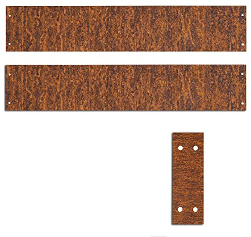 ESTEXO 2X Rasenkante aus Edel-Rost 100 cm Beeteinfassung Hochbeet Beetumrandung Mähkante Cortenstahl inkl. 1 Verbinder sowie Schrauben zur Befestigung