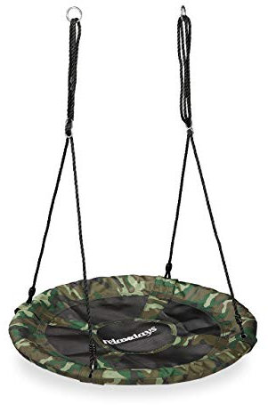 Relaxdays Altalena Grande, da Giardino, Amaca a Nido, Bambini & Adulti, Regolabile, Ø 90 cm, Max. 100 kg,Verde Militare