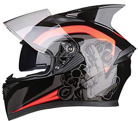 Modular-Helm Integralhelme Flip-Up Motorradhelm Sturzhelm Rollerhelm Erwachsener Herren & Damen DOT/ECE-Zertifizierung Klapphelm Full-Face Motorcycle Helmet Jet Helm Mopedhelm,Orange,XXL
