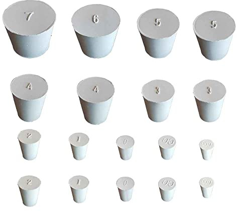 HeyWin Gummistopfen Konisch,000# -7#,8mm bis 37mm,18 Stück (10 verschiedene Größen), zum Verschließen von Ballonflaschen, Wassertanks usw