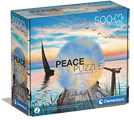 Clementoni - Peace Puzzle Peaceful Wind, Puzzle 500 Pezzi per Adulti e Ragazzi, Illustrazione Pontile al Tramonto, Idea Regalo, Made in Italy, 49x36 cm, 35121