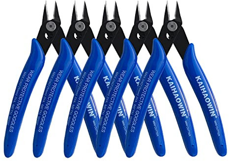 KAIHAOWIN Seitenschneider, 5 Stücke Mini Schneidzange, 127mm Elektronik-Seitenschneider Klein für weiche Drähte, Modellbau, Electronics, Kabelbinder,blau