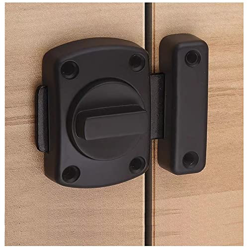 Serratura nera a catenaccio girevole, serratura da bagno in zinco con vite, scrocco per porte interne, serrature per porte senza chiave, serrature per porte che si aprono dall'interno