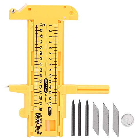 Nikou Kreiszeichner, Kreisschneider Papier 10-300 mm PVC Kunststoff Schneidmesser Verstellbarer Kreiszeichner Zirkel Kreisschneider Schneidwerkzeug (Gelb)