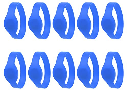 10 Pulseras RFID, Pulsera RFID de 125 Khz, Pulsera RFID de Silicona, IP68, Resistente Al Agua, Tarjeta de Identificación, Tarjeta de Sauna, Pulsera de Control de Acceso para Hotel, Piscina,(Azul)