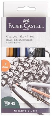 Faber Castell Creative Studio - Set di schizzi a carbone, edizione speciale RHS, per arte, artigianato, disegno, schizzi, raccolta, casa, scuola, università, colorare