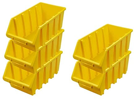 PROREGAL SuperSparSet 5x Sichtlagerbox 4 | HxBxT 15,5x20,4x34cm | Gelb | Sichtlagerbehälter Sichtlagerkasten Sichtlagerkastensortiment Sortierbehälter Stapelbehälter