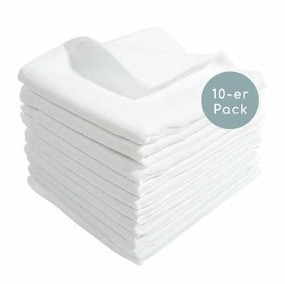 Kindsgard Mullwindeln „bovbov“ – 10er-Pack aus 100% Baumwolle – saugfähig, weich & atmungsaktiv – Unisex Spucktücher & Alltagshelfer – ideal für Neugeborene & die Baby Erstausstattung (10er Weiß)