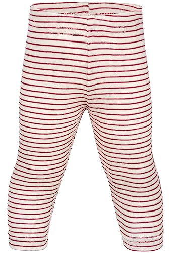 Engel, Baby Leggings Ringel, 70% Bio Wolle, 30% Seide, Made in Germany (Natur/Orchidee, 74-80)