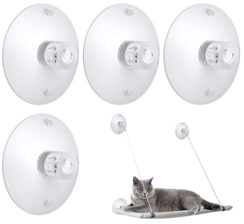 4 Pieces Cat Window Perch Suction Cup Powerful Window Bed Seat Replacement Suction Cup Clear PVC Sucker Pads for Cat Hammocks/Window Seat/Perch