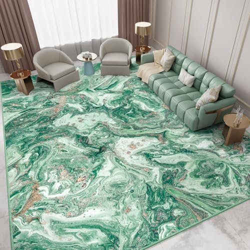 IKALIFE Teppich Wohnzimmer Kurzflor Waschbar - Esszimmer Modern Groß Abstrakt Schlafzimmer Super Weich Rutschfest Flauschig 200x300 cm Grün
